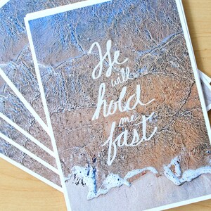 He Will Hold Me Fast - Ocean Art Print - Hymn Scripture