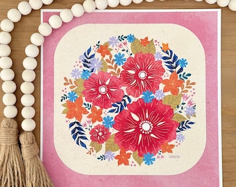 Blossoms - Fine Art Print - 8.5"x8.5 inches - Original Artwork - Floral Illustrations