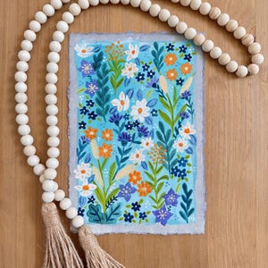 Florals - Gouache Original Painting - 7.5&quot;x11&quot; inches on Handmade Mixed Media Paper