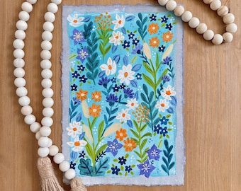 Florals - Gouache Original Painting - 7.5"x11" inches on Handmade Mixed Media Paper