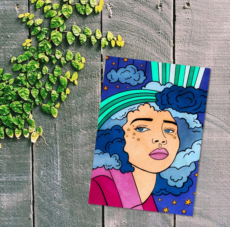 Head in the Clouds Digital Painting Fine Art Print Etsy
