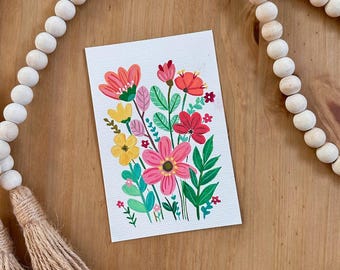 4"x6" inch Gouache Original Painting - Mini Art Paintings - Floral Art