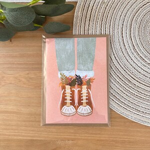Herfstlaarzen - blanco binnenkant - bedrukte wenskaart - 5 x 7 inch gevouwen kaart met envelop