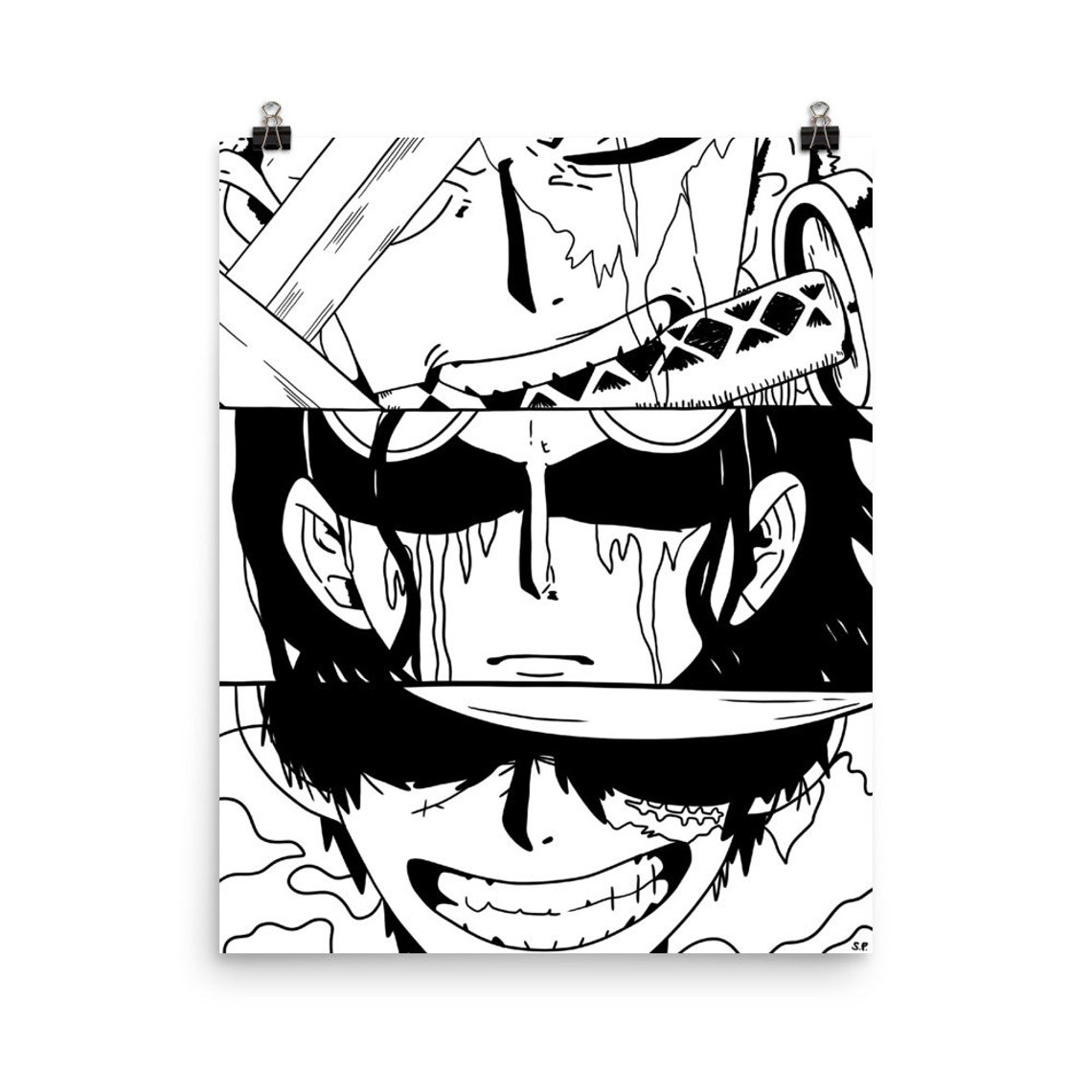 OnePiece Print Black and White Matte Prints Multiple Etsy