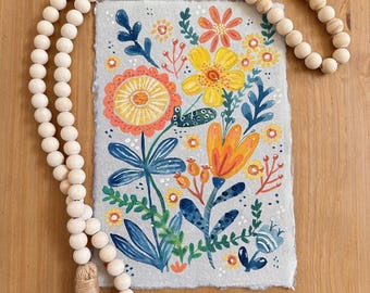 Gouache Original Painting - 7.5"x11" inches on Handmade Mixed Media Paper