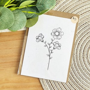 Cartão Floral Simples e Bonito - Cartão de Saudação Impresso - Cartão Dobrado 5"x7" com Envelope