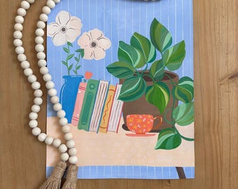 The Kitchen Table - Gouache Original Painting - 11"x14" inches on Mixed Media Paper