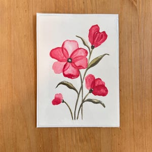 Fleurs translucides - peinture originale carte de voeux - carte pliée 5 x 7 po avec enveloppe
