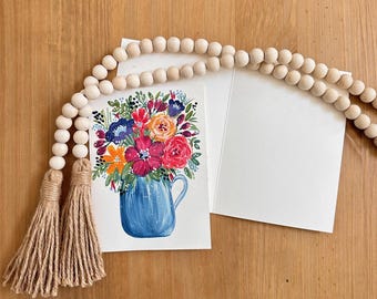 Flower Jar - Original Painting Greeting Card - 5"x7" Folded Card w/Envelope