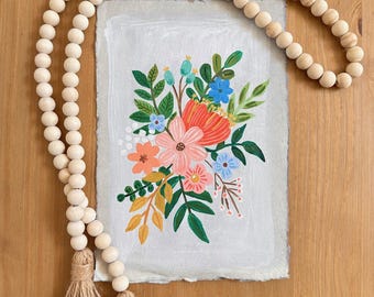Gouache Original Painting - 7.5"x11" inches on Handmade Mixed Media Paper