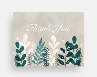Holiday Snowflake Thank You - Holiday Flat Post Cards - Premium Glossy Note Card - 5.5"x4" PostCard w/ White Envelope