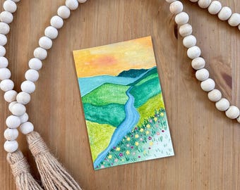 4"x6" inch Gouache Original Painting - Mini Art Paintings - Colorful Landscapes
