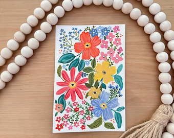 4"x6" inch Gouache Original Painting - Mini Art Paintings - Colorful Flowers