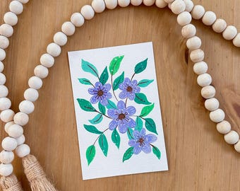 4"x6" inch Gouache Original Painting - Mini Art Paintings - Floral Art