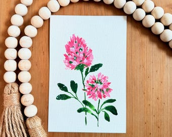 4"x6" inch Gouache Original Painting - Mini Art Paintings - Colorful Pink Flowers
