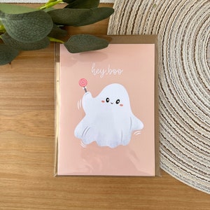 Hey Boo - Halloween Card - Blank Inside - Printed Greeting Card - 5&quot;x7&quot; Folded Card w/Envelope