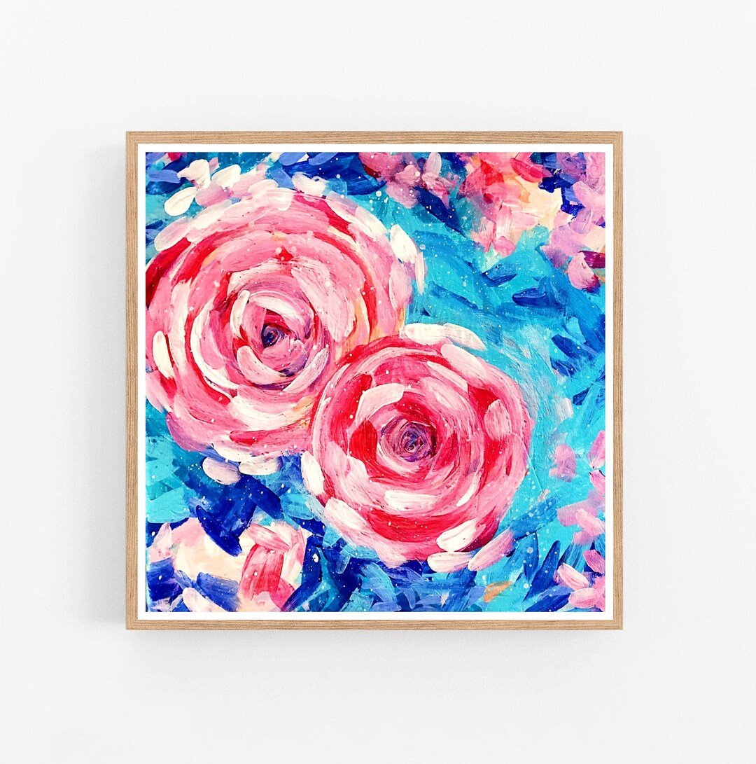 Roses Fine Art Print Abstract Original Artwork Acrylic Etsy