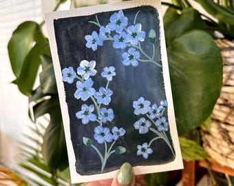 4"x6" inch Gouache Original Painting - Mini Art Paintings - Dark Romantic Florals