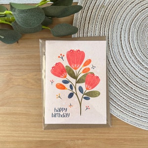 Alles Gute zum Geburtstag Blumen - innen leer - bedruckte Grußkarte - 13 x 18 cm Klappkarte mit Umschlag