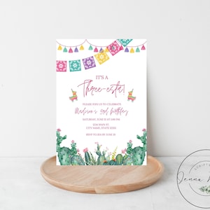 Fiesta birthday invitation, Editable template, Three esta birthday invite, 3rd birthday, Printable, Instant Download