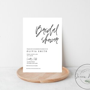 Minimalist Bridal Shower Invitation: Black & White, Editable Template (Digital Download)