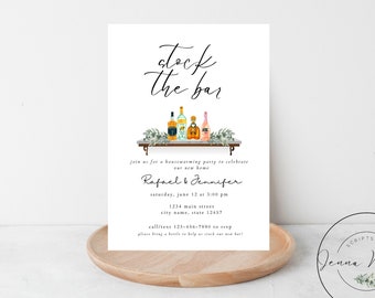 Housewarming Party Invitation, Editable template, Stock the bar party invite, First home, First house, Printable