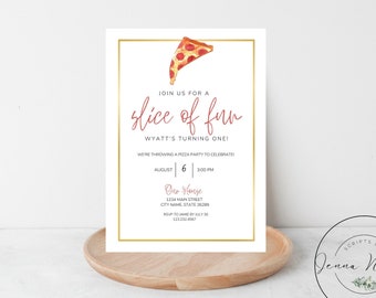 Invitación de cumpleaños para fiesta de pizza: Diversión, plantilla editable (descarga instantánea)