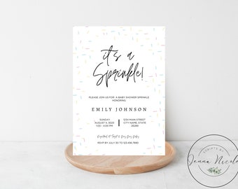 Editable Sprinkle Baby Shower Invitation Template (Digital Download)