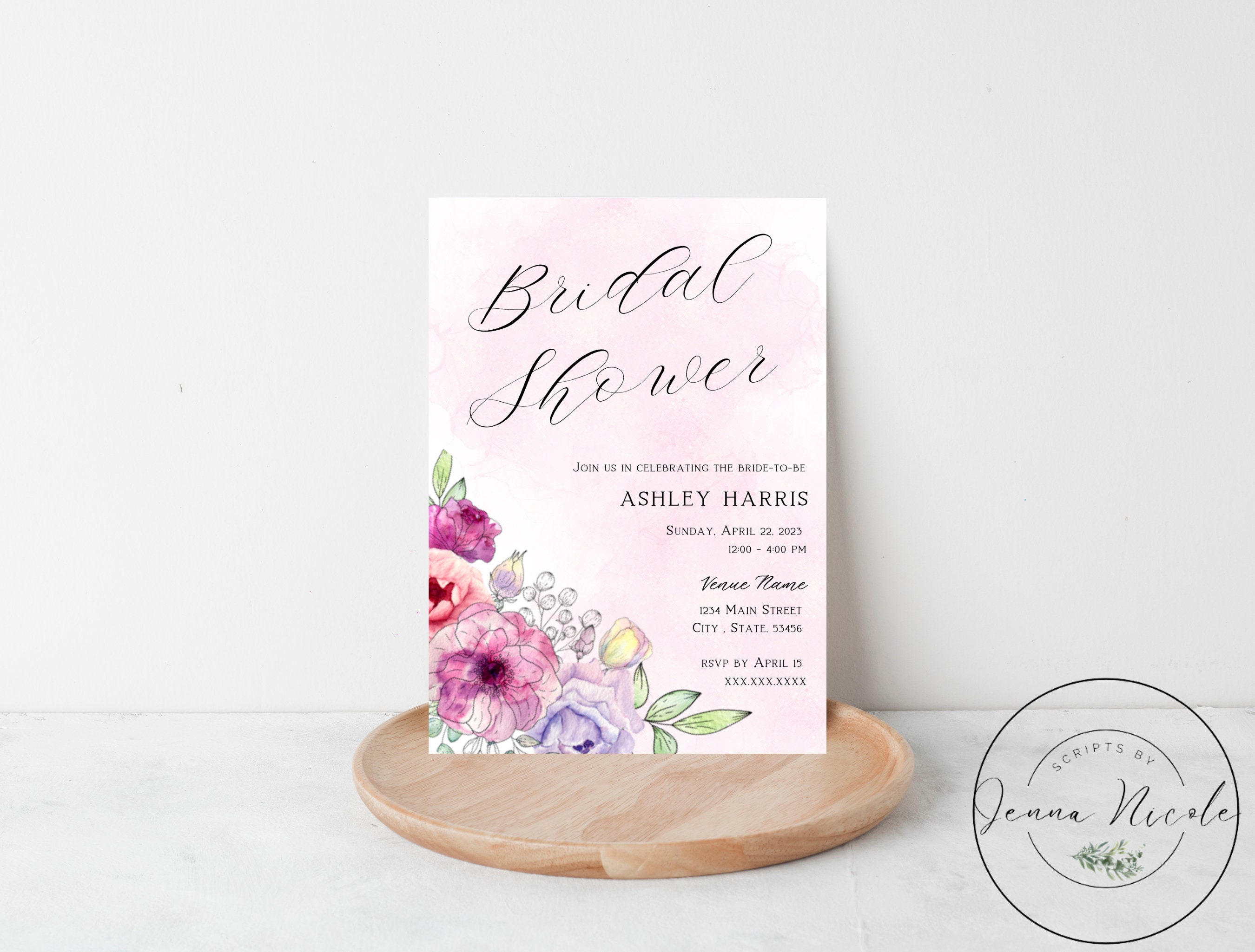 2700px x 2050px - Floral Bridal Shower Invitation Editable Template Blush - Etsy