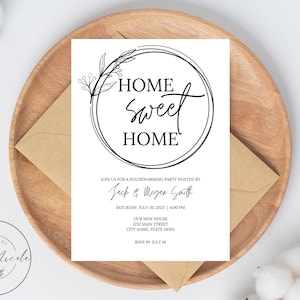 Housewarming Party Invitation, editable template, first home, home sweet home invitation, Minimalist, First house, Printable
