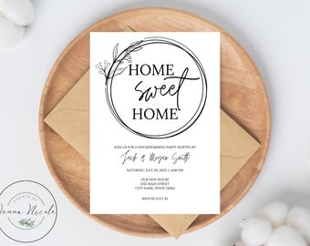 Housewarming Party Invitation, editable template, first home, home sweet home invitation, Minimalist, First house, Printable
