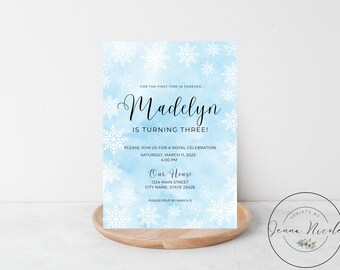 Winter Wonderland Birthday Invitation: Snowflake Princess, Editable Template (Digital Download)