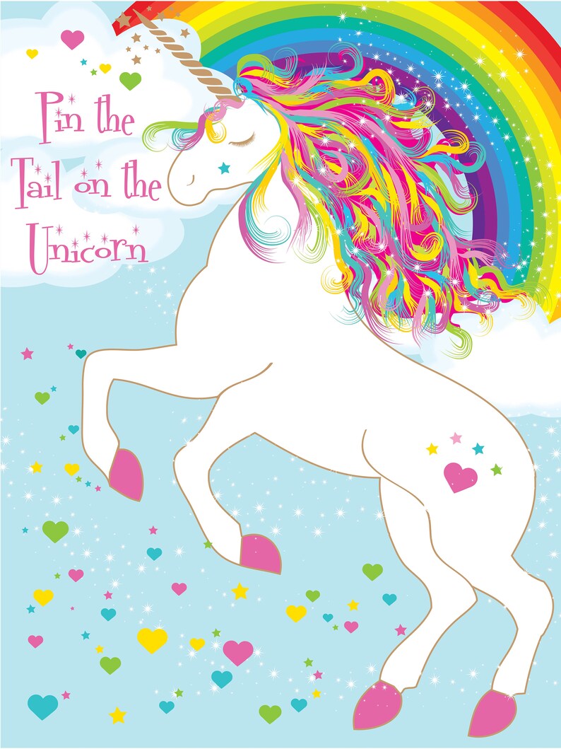 pin the tail on the unicorn game instant download diy lots etsy