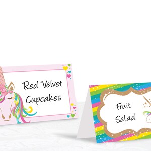 DIY Unicorn Tent Cards, Cute Birthday Party Ideas, DIY, Printable file
