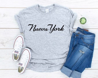 Nueva York Crop Top White Navy Washington Heights Gift NYC Top NYC Swag New York City Crop Tee in the heights Active The Bronx