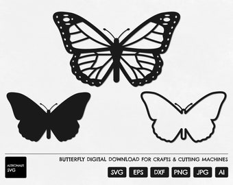 Papillon monarque SVG, Papillon SVG, Insecte SVG, Clipart papillon, Cricut papillon, Silhouette papillon monarque, Fichier de coupe d’insecte