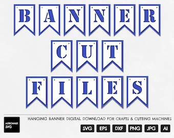 A-Z Banner, SVG Banner Cut File, Build Your Own Banner, Layered Banner, Cricut Banner, Bunting Cut File, 0-9 Banner, Build A Banner, Bunting