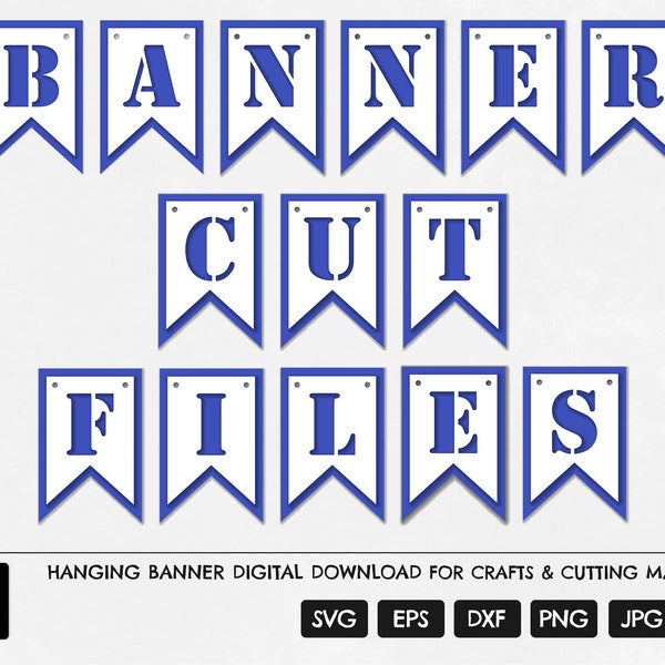 A-Z Banner, SVG Banner Cut File, Build Your Own Banner, Layered Banner, Cricut Banner, Bunting Cut File, 0-9 Banner, Build A Banner, Bunting