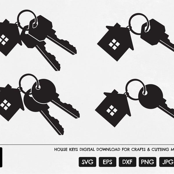 House Keys SVG, New House, Moving House SVG, Door Keys Cutting Files, Home Key Cut file, Cricut House Keys, Laser Cutting, Cameo, Clipart