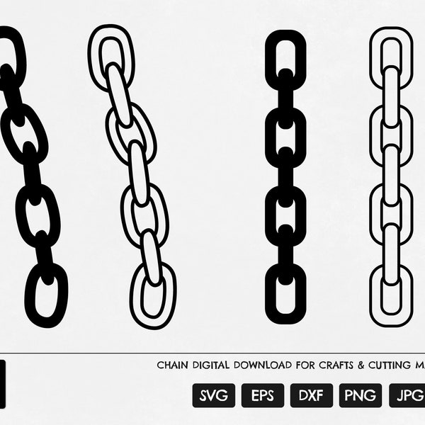 Chain SVG, Metal Chain Outline Cut File, Cricut Secure Chain, Chains Clipart, Chain Vector Silhouette, Digital Chain Cutting File, EPS