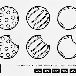 Chocolate Chip Cookie SVG, Chocolate Chip Cookie SVG cutting file, Cookie SVG, Cookie Cut File, Cookie Bundle Cut File, Cookie Vector