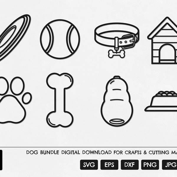 Dog Bundle SVG, Frisbee SVG, Dog Toys SVG, Dog Kennel Svg, Dog Bundle Cut File, Dog Food Svg, Dog Cut File, Dog Paw Svg, Dog Vector