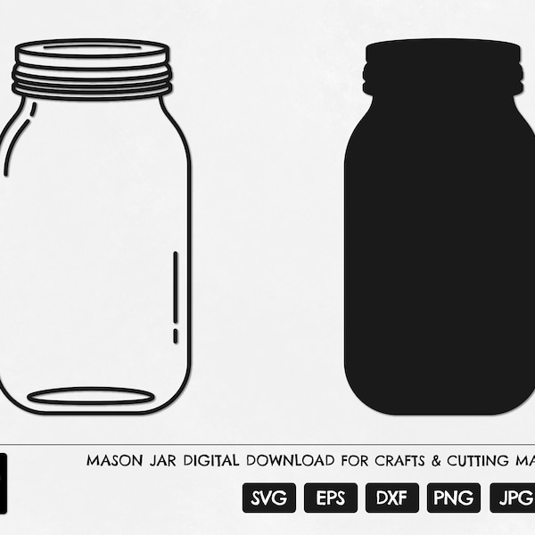 Mason Jar SVG, Jar SVG, Glas Jar SVG, Jar Cut File, Mason Jar Cricut, GlasGlas Cricut, Jar Silhouette, Digital Download Jar, Jar Download