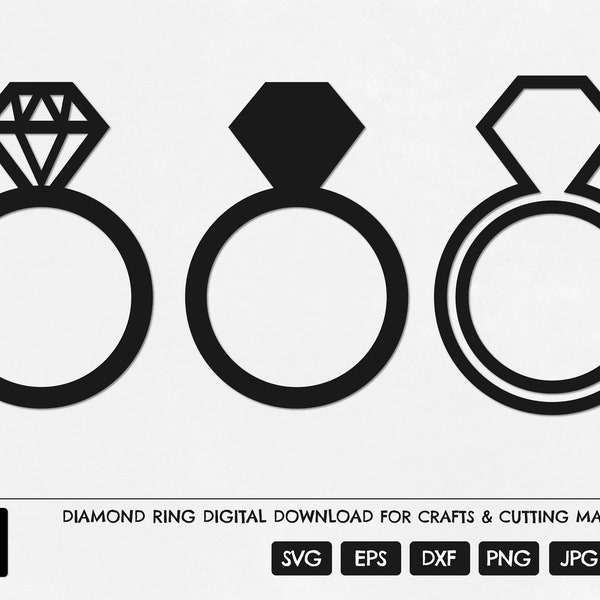 Diamond Ring SVG, Engagement Ring SVG, Ring SVG, Wedding Svg, Diamond Ring Cricut, Diamond Ring Silhouette, Diamond Ring Cut Files