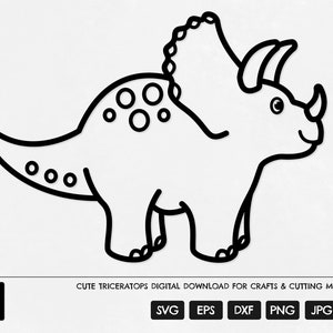 Cute Triceratops SVG, Cute Dino Cutting File, Dinosaur Clipart, Dinosaur Lover SVG, Dinosaur SVG, Trike Svg, Trike Dino Cut File