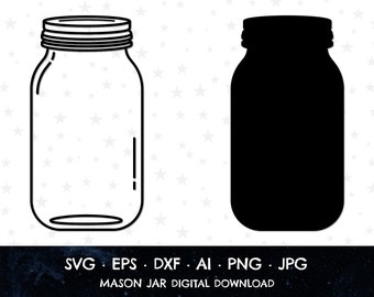 Dxf Mason Jar Files for Cricut Mason Jar Clipart Png Mason Jar Cut Files For Silhouette Mason Jar Svg Eps Mason Jar Outline #3 SVG