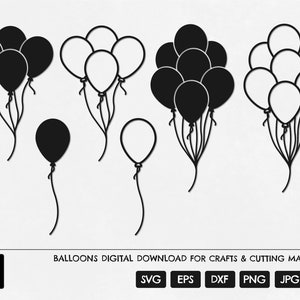Ballons SVG, Ballon Bundle svg, Ballon SVG, Ballon Silhouette, Ballon Cricut, Geburtstag Ballon svg, Ballon Clipart, Ballons Laser Cut