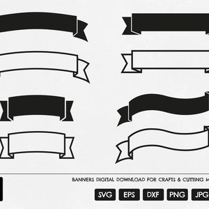 Banner SVG, Banner SVG Cutting Files, Banners Cricut, Ribbons SVG, Ribbon banner Clipart, Banner Silhouette, Celebration Banner Svg