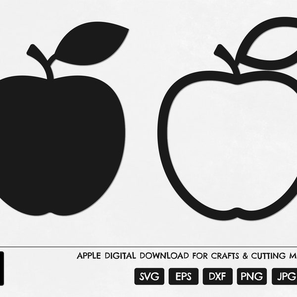 Apple SVG, Fruit SVG, Apple Cut File, School SVG, Apple Shape Vector, Apple Fruit Vector, Apple Digital Download, Apple Silhouette