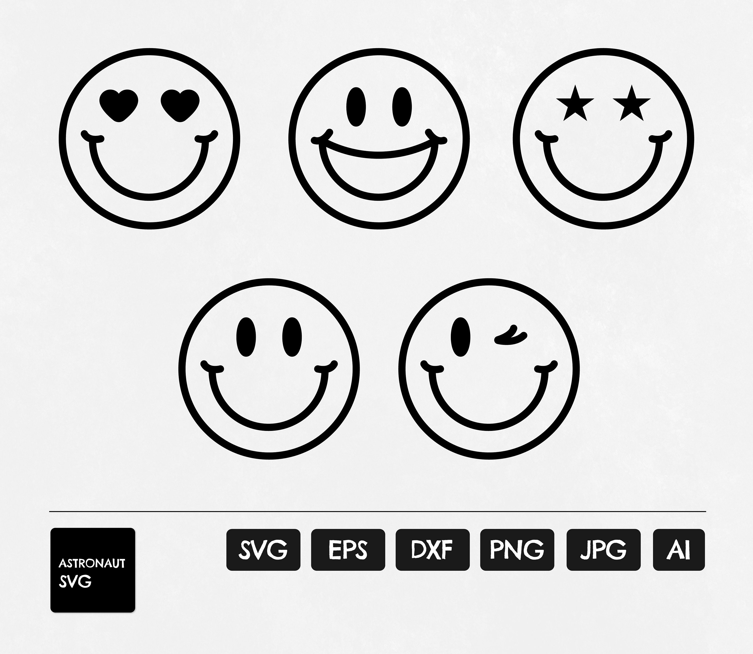Smiley Face SVG, Heart Smile Clipart, Smiley Laser File, Smiley Cutting File for Circuit, Silhouette, Cutting Machine Smiley, Happy Face SVG